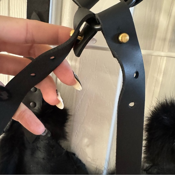 Artist made Real Leather & Rabbit Halter Top - Picture 6 of 6